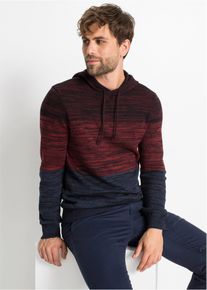 Kapuzenpullover bonprix, Herren, Gr. 44/46 (S), rot (rot, blau meliert), Feinstrick, Obermaterial: 50% Baumwolle, 50% Polyacryl, meliert, regular fit h&uuml;ftlang, Rundhals, Strickb&uuml;ndchen, Pullover Kapuzenpullover, aus Baumwolle und Polyacryl, mit Kapuze, Regular Fit, mehrfarbig