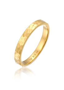Silberring Elli "Ring Bandring Geh&auml;mmert 925 Sterling Silber" Gr. 46, gold, Fingerringe, Damen, 46, Silber 925 (Sterlingsilber), Silberring