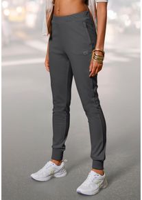 Loungepants French Connection, Damen, Gr. 44/46, N-Gr, grau (anthrazit meliert), Obermaterial: 70% Viskose, 25% Polyamid, 5% Elasthan, bestickt, unifarben, figurbetont lang, Hosen Loungepants, schmale sportive Form, weich flie&szlig;end, Topseller