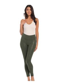 Leggings MAGIC BODYFASHION "Leather Look Legging", Damen, Gr. L, N-Gr, gr&uuml;n (matcha), Obermaterial: 62% Polyamid, 38% Elasthan. Futter: 54% Polyamid, 46% Elasthan, schmal lang, Hosen Leggings, hoch tailliertes Design, keine vordere Mittelnaht