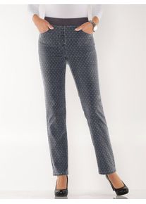 Schlupfjeans Inspirationen, Damen, Gr. 46, Normalgr&ouml;&szlig;en, blau (grau, denim, bedruckt), 78% Baumwolle, 20% Polyester, 2% Elasthan, unifarben, lang, Jeans Schlupfjeans