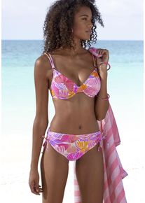 B&uuml;gel-Bikini-Top Sunseeker "Butterfly", Damen, Gr. 44, Cup F, lila (lila, orange), Microfaser, Polyamid, bedruckt, Bikini-Oberteile B&uuml;gel-Bikini-Top, mit Schmetterling-Design