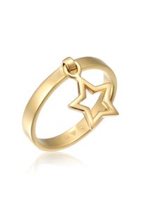 Silberring Elli "Ring Bandring Stapelring Stern Anh&auml;nger 925 Silber" Gr. 58, gold, Fingerringe, Damen, 58, Silber 925 (Sterlingsilber), Silberring