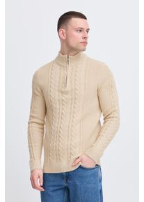 Stehkragenpullover Blend "BHBASIM HalfZ", Herren, Gr. XL, grau (oyster gray), Strick, Obermaterial: 50% Baumwolle, 47% Polyacryl, 3% Nylon, unifarben, regular fit normal, Rippb&uuml;ndchen, Pullover Stehkragenpullover