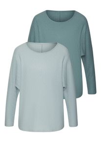 Langarmshirt Vivance "in modischer Struktur-Optik", Damen, Gr. 36/38, mint, eukalyptus, Strick, Obermaterial: 55% Polyester (REPREVE), 42% Viskose, 3% Elasthan, Strukturmuster, figurumspielend, Rundhals, Shirts Langarmshirt, aus pflegeleichter Strickqualit&auml;t mit Viskose