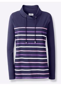 Langarmshirt Casual Looks "Shirt", Damen, Gr. 36, blau (marine, geringelt), 100% Baumwolle, gemustert, gestreift, mehrfarbig, Shirts Langarmshirt