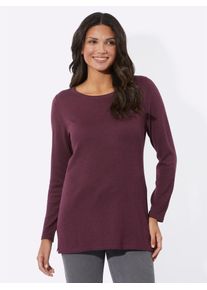 Longpullover Classic Basics "Longpullover", Damen, Gr. 42, rot (burgund, meliert), 40% Viskose, 30% Polyamid, 25% Polyester, 5% Kaschmir, meliert, Pullover Longpullover