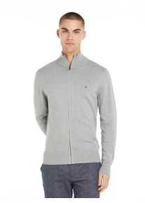 Cardigan Tommy Hilfiger "PIMA ORG CTN CASHMERE ZIP THRU", Herren, Gr. XL, grau (light grau heather), Strick, Obermaterial: 95% Baumwolle, 5% Kaschmir, Rippstrickb&uuml;ndchen, Strickjacken Cardigan