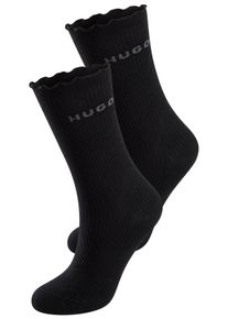 Basicsocken HUGO UNDERWEAR "2P RS LETTUCE CC W", Damen, Gr. 39-42, schwarz 001, Baumwollmischung, normal, Socken Basicsocken, Bund leicht gekr&auml;uselt