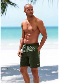 Badeshorts s.Oliver "Malcom", Herren, Gr. M, N-Gr, gr&uuml;n (olive), Microfaser, Obermaterial: 50% Polyester, 50% Polyester (Reborn&trade;). Innenslip: 100% Polyester, Badehosen Badeshorts, uni im Cargo-Stil