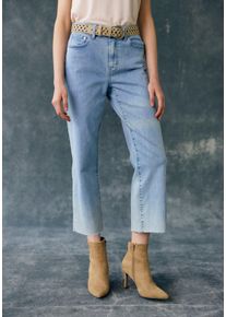 Weite Jeans Buffalo, Damen, Gr. 46, N-Gr, blau (light, blau, washed), Denim/Jeans, Obermaterial: 98% Baumwolle, 2% Elasthan, figurumspielend 7/8-L&auml;nge, Jeans Weite Jeans, mit leicht ausgefranstem Beinabschluss, Culotte Jeans in 7/8-L&auml;nge, Topseller