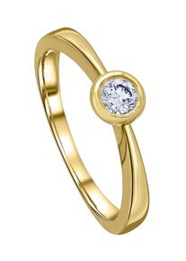 Diamantring ONE ELEMENT "0.1 ct Diamant Brillant Zarge Ring aus 585 Gelbgold" Gr. 55, gold, Fingerringe, Damen, 55,mit Brillant, Gelbgold 585, Diamantring