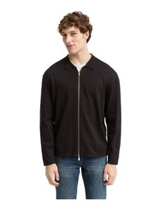 Strickpullover Tom Tailor Denim, Herren, Gr. M, schwarz (night watch schwarz), Strick, Obermaterial: 100% Baumwolle, unifarben, regular fit taillenbedeckt, ohne Ausschnitt, gerader Abschluss, Pullover Strickpullover, mit Rei&szlig;verschluss