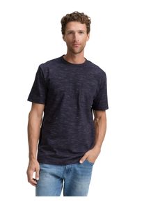 Rundhalsshirt Tom Tailor, Herren, Gr. XL, navy rot multi inject, Single Jersey, Obermaterial: 85% Baumwolle, 15% Polyester, meliert, normal h&uuml;ftbedeckend, Shirts Rundhalsshirt, in melierter Optik