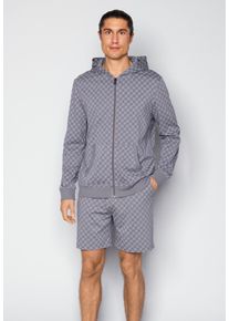 JOOP! Sweatjacke JOOP, Herren, Gr. L, cornflower grau, Jersey, Obermaterial: 100% Baumwolle, bequem h&uuml;ftbedeckend, ohne Ausschnitt, angesetztes B&uuml;ndchen, Sweatjacken Sweatjacke, mit Cornflower-Print allover und Kapuze