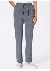 Leinenhose Classic Basics, Damen, Gr. 46, Normalgr&ouml;&szlig;en, blau (jeansblau), 100% Polyester, meliert, unifarben, lang, Hosen Leinenhose