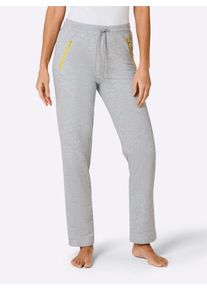 Dehnbund-Hose feel good, Damen, Gr. 44/46, Normalgr&ouml;&szlig;en, grau (grau, meliert), 50% Baumwolle, 50% Polyester, gemustert, mehrfarbig, unifarben, Hosen Dehnbund-Hose
