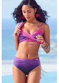 Triangel-Bikini Lascana, Damen, Gr. 42, Cup C, blau (marine, pink), Polyamid, Farbverlauf, Bikini-Sets Triangel-Bikini, mit Farbverlauf