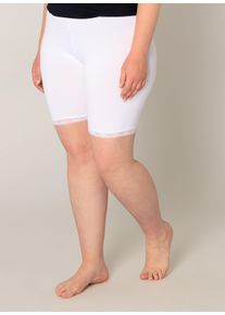 Radlerhose Base Level Curvy "Ava", Damen, Gr. 46, N-Gr, wei&szlig;, Jersey, Obermaterial: 94% Viskose, 6% Elasthan, unifarben, Basic, figurbetont ca. Mitte Oberschenkel, Hosen Radlerhose, mit Spitzenkante