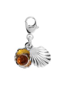 Kettenanh&auml;nger OSTSEE-SCHMUCK "OSTSEE-SCHMUCK Charm-Einh&auml;nger Muschel Charm-Einh&auml;nger Muschel", wei&szlig; (wei&szlig;, neutral), Schmuckanh&auml;nger, Damen, 20 x 8mm, Silber 925 (Sterlingsilber), 1,3 g, Kettenanh&auml;nger