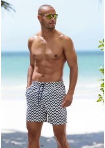 Badeshorts s.Oliver "Jeason", Herren, Gr. XXL, N-Gr, blau (marine bedruckt), Microfaser, Recycling-Polyester, bedruckt, Badehosen Badeshorts, im Wellendesign, Topseller
