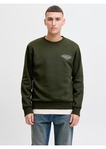 Jack & Jones Sweatshirt JACK & JONES "JJMAKOTO SWEAT CREW NECK", Herren, Gr. XS, duffel bag print:small print, angeraute Sweatware, Obermaterial: 80% Baumwolle, 20% Polyester, bedruckt, regular fit, Rundhals, Rippb&uuml;ndchen, Sweatshirts Sweatshirt