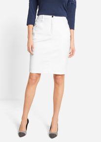 Jeansrock bonprix "Jeansrock, Stretch", Damen, Gr. 52, wei&szlig;, Denim/Jeans, Obermaterial: 97% Baumwolle, 3% Elasthan, unifarben, k&ouml;rpernah kniefrei, R&ouml;cke Jeansrock, aus elastischem Material, k&ouml;rpernahe Passform, unifarben