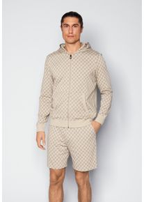 JOOP! Sweatjacke JOOP, Herren, Gr. S, cornflower beige, Jersey, Obermaterial: 100% Baumwolle, bequem h&uuml;ftbedeckend, ohne Ausschnitt, angesetztes B&uuml;ndchen, Sweatjacken Sweatjacke, mit Cornflower-Print allover und Kapuze