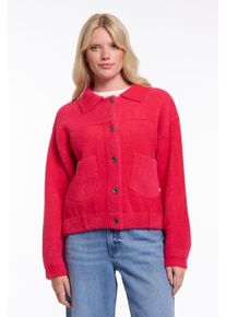 Rino & Pelle Strickjacke RINO & PELLE "BUBBLY", Damen, Gr. L (40), pink punch, Web, Obermaterial: 63% Polyamid, 24% Polyester, 13% Viskose, normal h&uuml;ftbedeckend, Rundhals, Strickjacken Strickjacke, mit flauschiger Optik