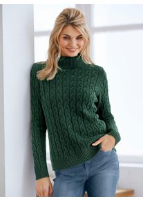 Rollkragenpullover Heine "Rollkragen-Pullover", Damen, Gr. 38, gr&uuml;n (moos), 60% Viskose, 40% Baumwolle, unifarben, Pullover Rollkragenpullover