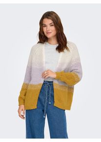 Strickjacke Only "ONLALYSSA LIFE LS OPEN CARDIGAN CC KNT", Herren, Gr. XL, birch stripes:raindrops, harvest gold, Strick, Obermaterial: 100% Polyester, gestreift, regular fit, V-Ausschnitt, Strickjacken Strickjacke