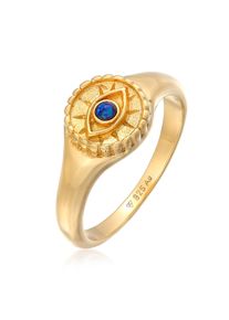 Silberring Elli "Ring Siegelring Evil Eye Blue syn. Opal 925 Silber" Gr. 58, gold, Fingerringe, Damen, 58, Silber 925 (Sterlingsilber), Silberring