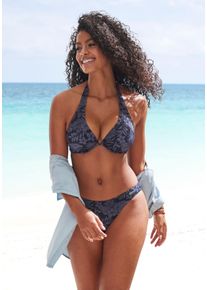 B&uuml;gel-Bikini-Top Venice Beach "Moloka", Damen, Gr. 44, Cup F, schwarz (schwarz bedruckt), Recycling-Polyamid, bedruckt, Bikini-Oberteile B&uuml;gel-Bikini-Top, mit tropischem Print