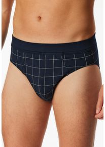 Minislip Schiesser "Fine Interlock", Herren, Gr. 8, blau (804, blau), Interlock, Obermaterial: 95% Baumwolle, 5% Elasthan, k&ouml;rpernah, Unterhosen Minislip, kariert, ohne Eingriff, softer Bund