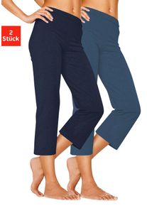 Caprihose Vivance ACTIVE, Damen, Gr. 36/38, N-Gr, blau (1x jeans, 1x denim), Single Jersey, Obermaterial: 60% Baumwolle, 35% Polyester, 5% Elasthan, unifarben, Basic, eng 3/4-L&auml;nge, Hosen Caprihose, mit Gummibund, Loungewear, Topseller