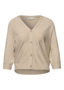 Cardigan Street One, Damen, Gr. 46, cotton beige meliert, Strick, Obermaterial: 78% Viskose, 22% Polyamid, unifarben, normal h&uuml;ftlang, V-Ausschnitt, Strickjacken Cardigan, 3/4-Arm und V-Ausschnitt