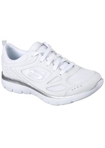 Sneaker Skechers "SUMMITS-SUITED", Damen, Gr. 40, silber (wei&szlig;, silberfarben), Leder, Textil, Schuhe Sneaker, Freizeitschuh, Trainingsschuh, Schn&uuml;rschuh mit weicher Polsterung