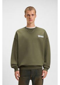 Sweatshirt HUGO BLUE "Nyrocrew", Herren, Gr. M, open gr&uuml;n345, Sweatware, Obermaterial: 100% Baumwolle, unifarben, loose fit normal, Rundhals, B&uuml;ndchen, Sweatshirts Sweatshirt, R&uuml;ckenaufdruck in Chrom-Optik, Rundhalsausschnitt, Loose fit