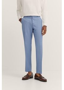 Anzughose Bugatti "Mix & Match", Herren, Gr. 26, Untersetztgr&ouml;&szlig;en, blau (320, hellblau), 75% Wolle, 22% Polyester, 3% Elasthan, unifarben, gerade, unten schmal, Hosen Anzughose, mit B&uuml;gelfalte & feiner Struktur