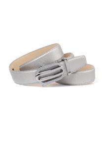 Lederg&uuml;rtel Anthoni Crown, Damen, Gr. 105, silber, Rindsleder, unifarben, G&uuml;rtel Lederg&uuml;rtel, in gl&auml;nzender Optik, leicht bombiert mit auffallender Schlie&szlig;e