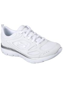 Sneaker Skechers "SUMMITS-SUITED", Damen, Gr. 41, silber (wei&szlig;, silberfarben), Leder, Textil, Schuhe Sneaker, Freizeitschuh, Trainingsschuh, Schn&uuml;rschuh mit weicher Polsterung