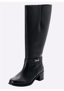 Weitschaftstiefel sheego, Damen, Gr. 39, XL-Schaft, schwarz, Leder, Schuhe Weitschaftstiefel