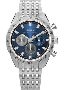 Chronograph Timex "WATERBURY TRADITIONAL", silber (silberfarben, blau), Armbanduhren, Herren, Chronograph, Quarzuhr, Armbanduhr, Herrenuhr,Edelstahlarmband,Stoppfunktion,Tag