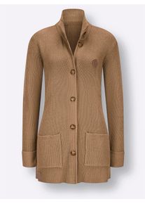 Cardigan Casual Looks, Damen, Gr. 40, camel, 50% Viskose, 28% Polyester, 22% Polyamid, unifarben, Strickjacken Cardigan