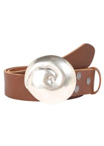 Lederg&uuml;rtel RETTUNGSRING G&Uuml;RTEL, Damen, Gr. 11,5, braun, Leder, unifarben, G&uuml;rtel Lederg&uuml;rtel, mit austauschbarer Schlie&szlig;e &raquo;Muschel Rund Silber&laquo;