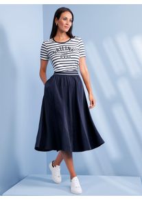 T-Shirt Heine "T-Shirt", Damen, Gr. 40, wei&szlig;, marine, geringelt, 95% Viskose, 5% Elasthan, gemustert, gestreift, Rundhals, Shirts T-Shirt