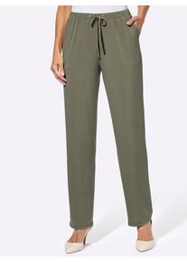 Jerseyhose Lady, Damen, Gr. 46, Normalgr&ouml;&szlig;en, gr&uuml;n (khaki), 95% Polyester, 5% Elasthan, unifarben, lang, Hosen Jerseyhose