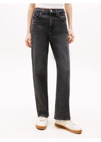 Straight-Jeans Tommy Jeans "LAYLA HR SLIM STR", Damen, Gr. 32, L&auml;nge 32, schwarz, Denim/Jeans, Obermaterial: 99% Baumwolle, 1% Elasthan, unifarben, slim fit kn&ouml;chellang, Jeans Straight-Jeans, in Kn&ouml;chell&auml;nge