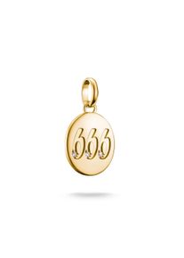 Charm-Einh&auml;nger Thomas Sabo "Charm Angel Number 666 vergoldet - Connect", gold (gelbgoldfarben, kristallwei&szlig;, kristallwei&szlig;), Charms, Damen, Silber 925 (recycelt), Charm-Einh&auml;nger, mit Zirkonia (synth.)