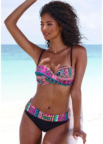 B&uuml;gel-Bandeau-Bikini Buffalo, Damen, Gr. 36, Cup A, pink (pink bedruckt), Microfaser, bedruckt, Bikini-Sets B&uuml;gel-Bandeau-Bikini, mit farbenfrohen Design